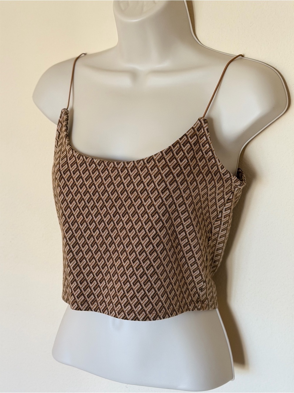Elodie Brown Geometric Crop Top